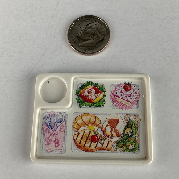 Barbie Food Toy Tray White Playset Accessory Dish Kids Pretend Play - Picture 2 of 4